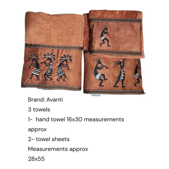 AVANTI KOKOPELLI BATH Towels LOT OF 3 Hand Towel( 1) & Towel Sheet (2) - Picture 2 of 6